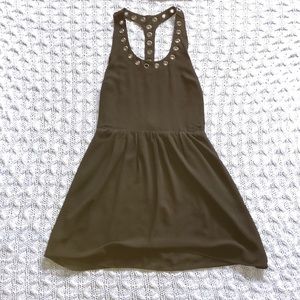 Cotton Candy black mini dress with metal loops